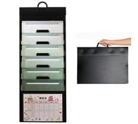 Colexy Mural Organisateur de Fichiers à Suspendre Trieur Mural Porte Revue A4 Présentoir Pliable en Plastique Dossiers Suspendus Poche 6 Emplacements pour Dossiers Papiers Organisation (Vert)