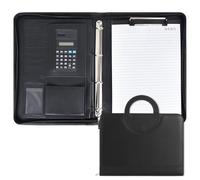 Colexy Porte Document A4, Dossier de Conférence en Cuir avec Fermeture éclair Poignées, 10 Pochettes pour Documents, 9 Fentes pour Cards, Espace de Rangement Supplémentaire, Bloc-notes, Noir