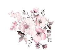Colexy Sticker mural imperméable Motif pivoine vintage Décoration murale salon, chambre à coucher 44 x 42 cm