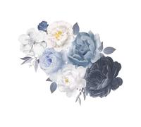 Colexy Stickers Muraux Fleur de Pivoine, Bleu Stickers Muraux Vintage Fleur, Décoratifs Pivoine, Peint Chambre Décoration Fond, 44x42cm (E)