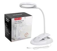 COLFULINE 2 en 1 Lampe Loupe LED-Loupe de Table Grossissement 5X10X-3 Mode de Luminosité-Lampe Loupe avec Pince- Chargement USB-Lampe de Table à Base et à Clip Idéal pour Lecture,Bureau