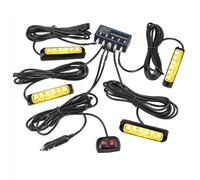 COLFULINE 4 Feux LED Orange 6 LED, 12V/24V, 8 Modes, IP65 | 4 modules 6 LED orange, 12/24 V, 8 modes flash, boîtier et interrupteur précâblés, IP65 pour camion et engins