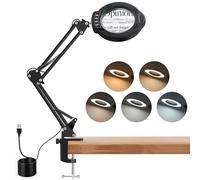COLFULINE Lampe Loupe De Bureau Professionnelle - Loupe De Lecture LED 10X?10 Niveaux De Luminosité - Bras Pivotant 50cm Réglable Confort des Yeux pour Lecture, Artisanat, Bricolage