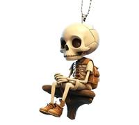 Colgante De Coche De Terror Con Calavera Acrílica 2D | Interior Espeluznante Para Coches Y Camiones | La Decoración Colgante De Acrílico Agrega Estilo Gótico A Los Espejos Retrovisores