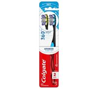 Colgate 360° Advanced Flosstip Brosse à dents à poils souples pour adultes, lot de 2