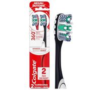 Colgate 360 Optic White Lot de 2 brosses à dents blanchissantes avancées pour adulte avec gobelets blanchissants, aide à blanchir les dents et à éliminer les bactéries responsables des odeurs