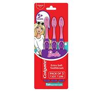 Colgate Barbie Lot de 3 brosses à dents extra douces avec gratte-langue Multicolore