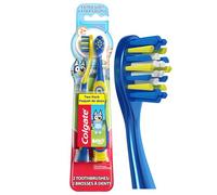 Colgate Bluey Lot de 2 brosses à dents extra douces pour enfants avec ventouse intégrée, conçues pour les enfants à partir de 2 ans, poils extra doux