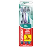 COLGATE - Brosse à dents 360 Deep Clean Medium - élimine les bactéries - les brins interdentaires nettoient entre les dents