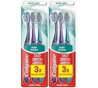 COLGATE - Brosse à dents 360 Deep Clean Medium - élimine les bactéries - les brins interdentaires nettoient entre les dents (Lot de 2)