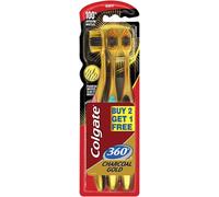 Colgate Brosse À Dents 360 Extra Soft Or Charbon De Bois Brosse À Dents Pack De 3