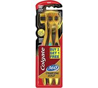 Colgate Brosse à dents 360 extra soft or charbon de bois brosse à dents pack de 3