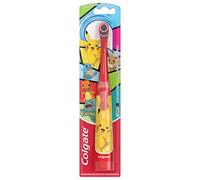 Colgate Brosse à dents à piles pour enfants avec poils extra doux, poignée plate, motif Pokémon, 1 pièce