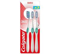 COLGATE - Brosse à dents Colgate 360 Max White - brosse à dents blancheur - lamelles blanchissantes pour éliminer taches de surface - lamelle polissante pour éliminer plaque dentaire - Lot de 3