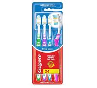 COLGATE - Brosse à Dents Extra Clean Medium - Favorise une Bonne Santé Bucco-Dentaire - Nettoie en Profondeur - Atteint les dents du fond - Lot de 4
