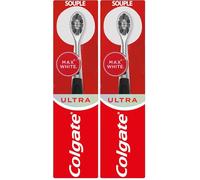 COLGATE - Brosse à dents manuelle Max White Ultra - Brins infusés au charbon - Conçue pour éliminer les taches en surface (Lot de 2)