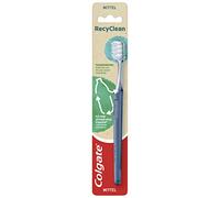 Colgate Brosse à dents RecyClean Moyenne - 1 pièce - Brosse à dents manuelle avec poils à base de plantes et manche en plastique 100% recyclé