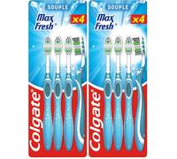 COLGATE - Brosses à dents Max Fresh - Souple - Haleine fraîche - aide à éliminer la plaque dentaire - lot de 8 brosses à dents