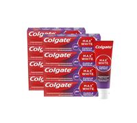 COLGATE - Dentifirice Max White Purple Reveal -Blanchiment dentaire| Révèle des dents plus blanches instantanément* | Dentifrice menthe au fluor | Haleine fraîche | 8 X 75 ml