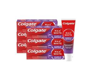 COLGATE - Dentifirice Max White Purple Reveal -Blanchiment dentaire| Révèle des dents plus blanches instantanément* | Dentifrice menthe au fluor | Haleine fraîche | 6 x 75 ml