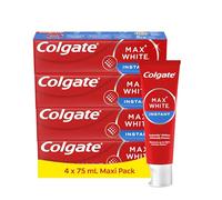 Colgate Max White Optic, Dentifrice Blancheur,Des dents plus blanches instantanément*, Lot de 4 Tubes de 75 ml.*L'effet instantané est temporaire.