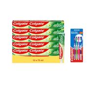 Colgate - Dentifrice Chlorophyle - 12x75ml + 4 Brosses à dents Medium