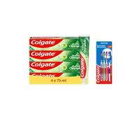 Colgate - Dentifrice Chlorophyle - 4x75ml + 4 Brosses à dents Medium