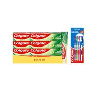 Colgate - Dentifrice Chlorophyle - 8x75ml + 4 Brosses à dents Medium