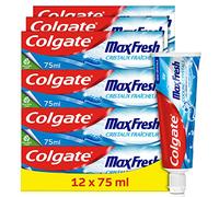 COLGATE - Dentifrice Colgate Max Fresh Cristaux Fraîcheur - Dentifrice Haleine Fraîche - Tube Recyclable - Lot de 12 Tubes de Dentifrice de 75mL