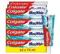 COLGATE - Dentifrice Colgate Max White Cristaux Blancheur - Dentifrice Blancheur - Tube Recyclable - Lot de 12 Tubes de Dentifrice de 75mL