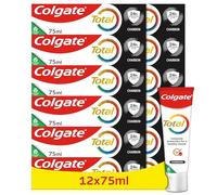 COLGATE Dentifrice Colgate Total Charbon - défense pendant 24h - 8 bénéfices pour une protection complète - le lot de 12 tubes de 75ml