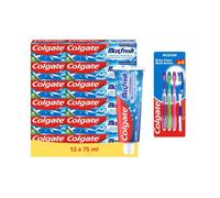 Colgate - Dentifrice Max Fresh - 12x75ml + 4 Brosses à dents Medium