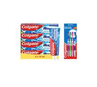 Colgate - Dentifrice Max Fresh - 4x75ml + 4 Brosses à dents Souple