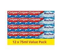 Colgate - Dentifrice Max Fresh Cristaux Fraîcheur - Haleine Fraîche - Tube Recyclable - Lot de 12 Tubes de 75mL
