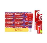 Colgate - Dentifrice Max White - Antitaches Violet - Lot de 8 - Brosse à dent Ultra Lot de 4