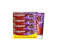 Colgate - Dentifrice Max White Purple Reveal - Blanchiment - Dents plus blanches instantanément - Menthe - Fluor - 75ml - Lot de 16