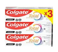 COLGATE - Dentifrice Total Active Prevention Charbon - Action Blancheur & Detox - Protection 24h* - Prévention 8-en-1 - Lot de 3 tubes (3 x 75ml)