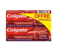 COLGATE - Dentifrices Max White Ultra Multiprotection - BLANCHEUR - Doux pour l'émail - 2 tubes de 75ml