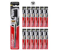 Colgate Double Action Charcoal Brosse à dents médium - Lot de 12