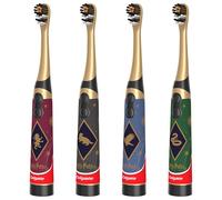 Colgate Harry Potter Lot de 4 brosses à dents vibrantes extra douces pour enfants, piles AA incluses, pour sorcières et sorciers à partir de 3 ans, design plat