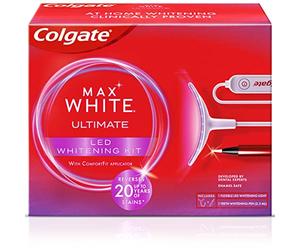 COLGATE - Kit Blanchiment Dentaire Max White à Domicile, Respecte l'Émail, Élimine Jusqu'à 20 Ans de Taches, Sérum blancheur et Lumière LED Alimentée par Smartphone