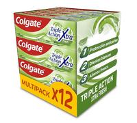 Colgate Lot de 12 dentifrices triple action Xtra Fresh 75 ml, dentifrice avec fluor, protection anti-caries, aide à garder les dents blanches, haleine fraîche, pour toute la famille