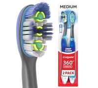 Colgate Lot de 2 brosses à dents électriques à 360° Vibrate Deep Clean à piles à poils moyens alimentées par la technologie sonique, 1 pile AAA incluse