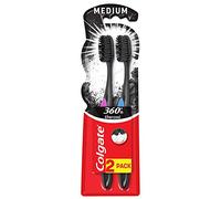 Colgate Lot de 2 brosses à dents noires à 360 °