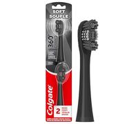 Colgate Lot de 2 têtes de brosse à dents de rechange 360 Power Charbon, fonctionne avec n'importe quelle brosse à dents à batterie 360°, dispose de poils doux et d'une polisseuse en caoutchouc sur