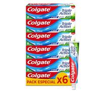 Colgate Dentifrice à triple action, Pack de 6 x 75 ml, dentifrice fluoré anti-caries, aide à garder les dents blanches, rafraîchit l’haleine, pour toute la famille