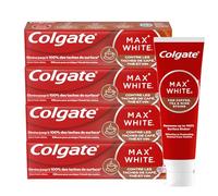 COLGATE - Dentifrice blancheur Max White contre les taches de café, thé & vin - Élimine jusqu'à 100% des taches de surface* - Doux pour l'émail au quotidien - lot 4 x 75ml
