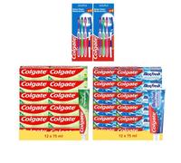 Colgate - MaxFresh 12x50ml & Chlorophyle 12x75ml + 4 Brosses à dents Souple