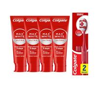 Colgate® MaxWhite Ultra Blancheur - Dentifrice 4x75ml |Duo Brosse à dents | Dentifrice Blancheur Visible- Elimine en 3 jours les taches - Action Profonde - Technologie ActivShine