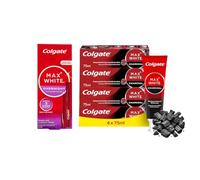 Colgate - Pack Blancheur - Max White Charbon - Lot de 4x75ml - Sérum blancheur Max White - 2,5ml
